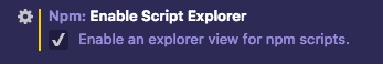 NPM Script explorer setting to enable NPM Script explorer setting to enable