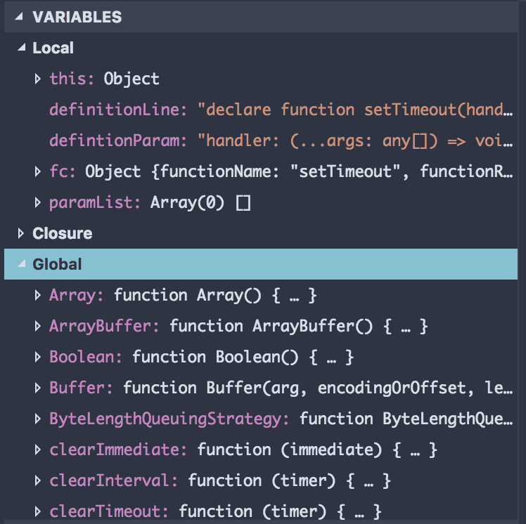 Variables pane Variables pane